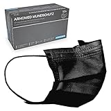 ARNOMED 50x Medizinische Mundschutzmaske Schwarz, CE Zertifizierte Op Maske, Medical Face Mask, Schutzmaske Mund & Nase, Einwegmasken, Chirugischer Mundschutz, Klinische Gesichtsmasken