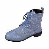 Generisch Stiefeletten Damen Flach Blockabsatz Schlupfstiefel Cowboy Stiefel Retro Western Ritterstiefel Booties Moderne Boots Übergangsstiefel Bequeme Kurzstiefel Arbeitsschuhe