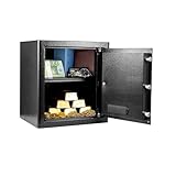 GROWNEER 43L Safe Tresor Feuerfest für Zuhause Feuerfest Wasserdicht Dokumenten Großer Safe Tresor für Zuhause mit Schlüssel Abnehmbares Regal und Stummschaltfunk Anti-Theft Tresore für Geld Dokument