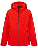 Mivaro Jungen Softshelljacke Rot in Größe 110/116 - wasserdicht mit 8000mm Wassersäule, Herbstjacke Übergangsjacke Gefütterte Outdoorjacke Winddicht Atmungsaktiv Funktionsjacke Schule Freizeit