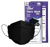 Schwarze AirQueen Nano-Faserfilter-Gesichtsmaske, für Erwachsene, einzeln verpackt, hergestellt in Korea, 10 Stück