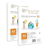 Packung mit 80 g A5-Blättern, 500 Blatt, weißes Multifunktionspapier für Schule und Laborals, ideal für Laserdrucker, Tintenstrahldrucker oder Kopierer - Ofituria