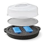 HRB Kuchen Transportbox mit Kühlakku, Servierplatte und gedämmtem Unterboden, Torteglocke zum Kühl Halten, Durchmesser 38 cm, Tortenhaube 18 cm hoch zum Transport von Backwaren