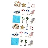 HANABASS 2 Sätze Mini Haus Deko Set Teiliges Mikrolandschaft Strand Dekorationsset Mit Muscheln Boot Und Rettungsring Für Puppenhaus Und Gartenkunst 12 Stück * 2