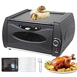 2100 W kommerzieller 2-in-1-Pizzaofen – einstellbare Temperaturregelung, Panorama-Glastür & heiße Platte | 3-teiliges Pro Kit (Tablett/Gestell/Griff) für Restaurant, Küche zu Hause