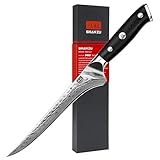 SHAN ZU Damast Filetiermesser 18 cm Küchenmesser, Ausbeinmesser aus 67 Lagen Japanischem Damaststahl, Professionelles Fischfiliermesser, Scharfes Fischmesser mit Ergonomischem G10-Griff - PRO Series
