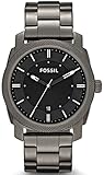 Fossil Machine uhr für Herren, Quarzwerk mit Edelstahl- oder Lederarmband, Dunkelgrau, 42MM