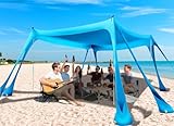 abask Tragbares Strand-Zelt, Sonnenschutz, 3 x 3 m, UV-Schutz, UPF 50+, Strandzelt, mit Sandsack, Anker, für Strand, Picknick, Angeln, Camping (Hellblau)