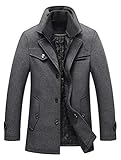 Lavnis Herren Warm Wollmantel Stehkragen Wintermantel Kurzmantel Winter Jacke Business Freizeit Style4 Grey M