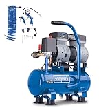 Scheppach HC08Si Ultra Silent Kompressor klein inkl. 14-tlg Zubehörset | 8bar Arbeitsdruck | 6L Kessel | 1,5PS / 1100W | ölfrei & wartungsarm | Ansaugleistung 162 L/min | Leise Kompressor 67,4 db(A)