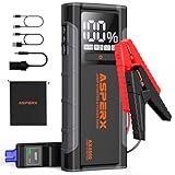 AsperX Starthilfe Powerbank 4500A 12V(Bis zu Alle Benzin oder 10,0 L Diesel) Auto Starthilfe mit LED Taschenlampe,PD 30W USB-C und 4 Zoll LCD Bildschirm Starthilfegerät für LKW Wohnwagen Pickups SUV