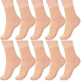 Aaronano Damen Nylonstrümpfe 10 Paar Nylon Socken Transparente Socken Damen Verstärkten Zehen Feinsöckchen Nude
