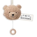 Holzura Baby Spieluhr Personalisiert mit Name - Einschlafhilfe und Babygeschenk zur Geburt für Jungen und Mädchen