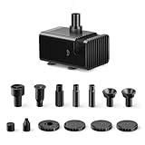 Biling Springbrunnenpumpe mit 10 Düsen, 300 l/h DC Teichpumpe zur Verwendung mit 6V-10V Solarpanel (ohne Solarmodul) für Vogelbad, kleinen Teich, Gartenwasserspiel, mit Filter und Trockenlaufschutz