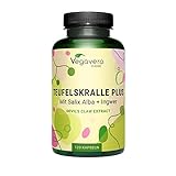 TEUFELSKRALLE Kapseln Vegavero® | 1100 mg | Preis-Leistungs-Sieger 2024* | Mit Weidenrinde (Salix alba) & Ingwer | 2% Harpagoside aus Harpagophytum procumbens | Vegan & Ohne Zusätze | 120 Kapseln