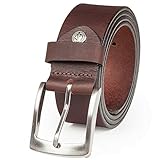 LINDENMANN Herren Buffalo Leder Gürtel 40 mm Breit, Verstellbar, Dark Brown, XL