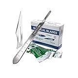 100 Stück Box chirurgische sterile Klingen #25 aus Hartstahl mit Edelstahl-Skalpellgriff, Messer #4, abgestufte Verwendung für Biologie, Labor, Anatomie, Schneiden, Medizinstudenten, Modellieren