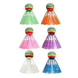 Rainbow Head Badminton,Badmintonball - Nylon-Federbälle Spielzeugbälle Regenbogenball,6 Stück Regenbogen-Ballkopf-Badminton, Bunte Trainings-Badmintonbälle, Badmintonball, Bunte Federbälle