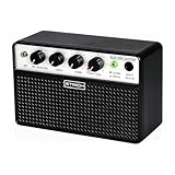 STRICH 2 x 5 W Mini-Gitarrenverstärker - Tragbarer, wiederaufladbarer E-Gitarren-Übungsverstärker mit Clean, Drive-Kanälen, 1/8 Kopfhörerausgang für Gitarrenanfänger, Schwarz