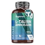 Taurin Kapseln - 1000mg L Taurin pro Tag - 180 vegane Kapseln für Sport & Fitness - Aminosäure Taurine - Pre Workout Booster ohne Koffein - Mikronährstoffe - Amino Acid - Für 3 Monate - WeightWorld