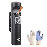 Wandaschenbecher für Draußen, Tubular Aschenbecher Wandmontage Edelstahl mit Schloss, Standaschenbecher für Draußen Schwarz für Terrasse, Restaurant, Pub, Hotel