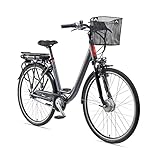 TELEFUNKEN E-Bike Elektrofahrrad Alu, mit 7-Gang Shimano Nabenschaltung, Pedelec Citybike leicht mit Fahrradkorb, 250W und 13Ah, 36V Lithium-Ionen-Akku, 28 Zoll Schwalbe Reifen, RC657-S Multitalent