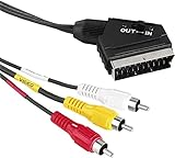 CABLEPELADO SCART AV-Kabel umschaltbar | Scart auf Cinch | Euro-Konverter | S-Video 3 Cinch Konverter | Scart-Adapter | 2 x RCA Audio, 1 x RCA Video, 1 x S-Video | 2 Meter