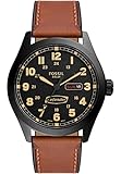 Fossil Defender Uhr für Herren, Solarbetrieben mit Edelstahl- oder Lederarmband, Braun, 46MM