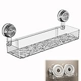 Generisch Badezimmer Duschablage mit Saugnapf, 3 Etagen, Transparentes Acryl, Wandmontage (Weißer Langer Streifen)