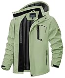 TACVASEN Funktionsjacke Herren Outdoorjacke Atmungsaktiv Freizeitjacke Arbeitsjacke Winddicht Trekkingjacke (L, Hellgrün)