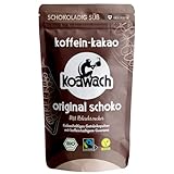 koawach Original Schoko Kakaopulver Trinkschokolade – Koffein Kakao mit Guarana Vegan heiße Schokolade Getränk. Gesüßt mit Rohrohrzucker und Vanille 500g