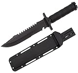 KS-11 Knife Outdoor Messer 35cm Länge - Bushcraft Messer mit rutschfesten Griff perfekt als Gürtelmesser - Schnitzmesser oder Jagdmesser incl. Kunststoffholster