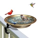 WANGIRO Vogeltränke für den Außenbereich, abnehmbare Vogeltränke mit stabiler Klemme, einfache Einrichtung, Vogelfutterstation für Verandas, Garten, Terrasse, Rasen, Dekoration, 29 cm, Antik-Bronze