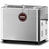 Neretva Brotbackautomat, 17 Programme&1KG Kapazität Brotbackautomaten mit Auto Nuss&Fruchtspender, Antihaftbeschichteter Keramikform, 15H Timer&1H Warmhalte, geräuscharm, Edelstahl, inklusive Rezepte
