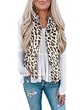 Raphin Mantel Damen Herbst Fleece Warm Mode Lässig Leichte Jacke Damen Hohe Qualität Superweich Pelz Weste Damen(Aprikosen Leopard,XL)