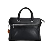 KENOFAR Herren-Handtasche aus echtem Leder, 14,5 Zoll Laptoptasche, Business-Aktentasche, Reise-Crossbody-Tasche, Schwarz