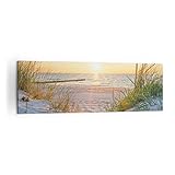 Panorama Bilder auf Leinwand 160x50cm Leinwandbild Düne Strand Meer Groß XXL Wanddeko Bild Schlafzimmer Küche Wandbilder Dekoration Wohnzimmer Wall Decor Canvas Wand Kunstdruck Art AB160x50-3989