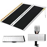 Rollstuhlrampe 122 cm, Klapprampe Tragbar & Anti-Rutsch bis zu 362KG belastbar,für Rollstuhlfahrer oder Rollator, Schwellenrampe für Heimtreppen Treppen Türen Mobilitätsroller