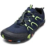 Littleplum Wanderschuhe Kinder Trekkingschuhe Barfußschuhe Atmungsaktiv rutschfest Outdoorschuhe Traillaufschuhe(Blau Grün,36EU)