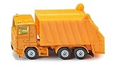 siku 0811, Müllwagen, Metall/Kunststoff, Orange, Spielzeugauto für Kinder, Kippbarer Müllbehälter