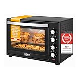 TZS First Austria Minibackofen 60l I 2000W I Umluft + Drehspieß I 4 Heizelemente I Temperaturbereich bis 230 °C I Timer 60 min I Edelstahl I Schwarz