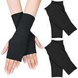MELLIEX 2 Paar Halb Fingerlose Handschuhe, Winter Pulswärmer Handschuhe Unisex Warm Weiche Strickhandschuhe, Schwarz