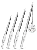 TITANIA Solingen Saphir Nagelfeilen Set - 4 Doppelt Gewölbte Profi-Nagelfeilen (12/15/17/20 cm) mit Weißem Griff - Passt sich der Natürlichen Nagelform an - Für Maniküre & Pediküre | Made in Germany