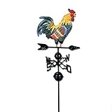 Hearthrousy 3D Wetterhahn Motiv Hahn Retro Wetterhahn aus Kupfer Mit Halterung Gußeisen Windrichtungsanzeiger Windspiel Wetterfahne betreff Dach Dekofigur Hahn Terrasse Hof Ornament Dekoration