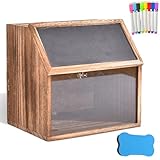 Holz Vorschlagsbox, (21 * 20 * 16.5cm) Spendenbox Abschließbar, Mit 8-Farben-Tafelstift und nichtmagnetischem Tafelwischer, Wahlurne Briefkasten, Kummerkasten für Schule, Vorschlag, Spende