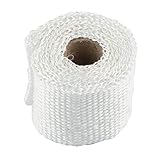 Auspuffband，Hitzeschutzband Auspuff 50mm x 1,5m Isolationsband Motorrad Zubehör Auspuffkopf-Rohrband Wärme Isoliermütze Anti-Heiß-Glasfaser(White)