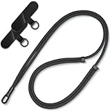 PEREKHVAT Handykette Universal, Verstellbares Handyband für Damen & Herren, Ohne Hülle, Mit 2 Patches, Ideal für Sport & Reisen, Handy Diebstahlschutz, Tragbar & Sicher - Schwarz