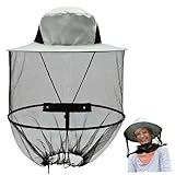 Bai42Ylou Midge Head Net Hut, 14,6x19.7 '' sonnensicherer Moskito-Kopfnetzgartenhut, feines Mesh Faltbarer Imker Moskitonennetz-Kopfhut Midge Hut für Wandergarten im Freien, grau