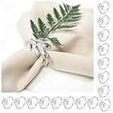 16 Stück Serviettenringe Silber, Metall Serviettenschnallen, Blätter Serviettenhalter, Elegante Servietten Schnallen, Napkin Rings für Thanksgiving Hochzeitsfeier Familienessen Ostern Tischdekoration