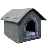 Whiwhi Hundehütte Hundehöhle mit Abnehmbarem Plüschkissen Katzenhöhle Haustierhaus Warmes Und Gemütliches Hundehaus Katzenhaus 45x40x45cm